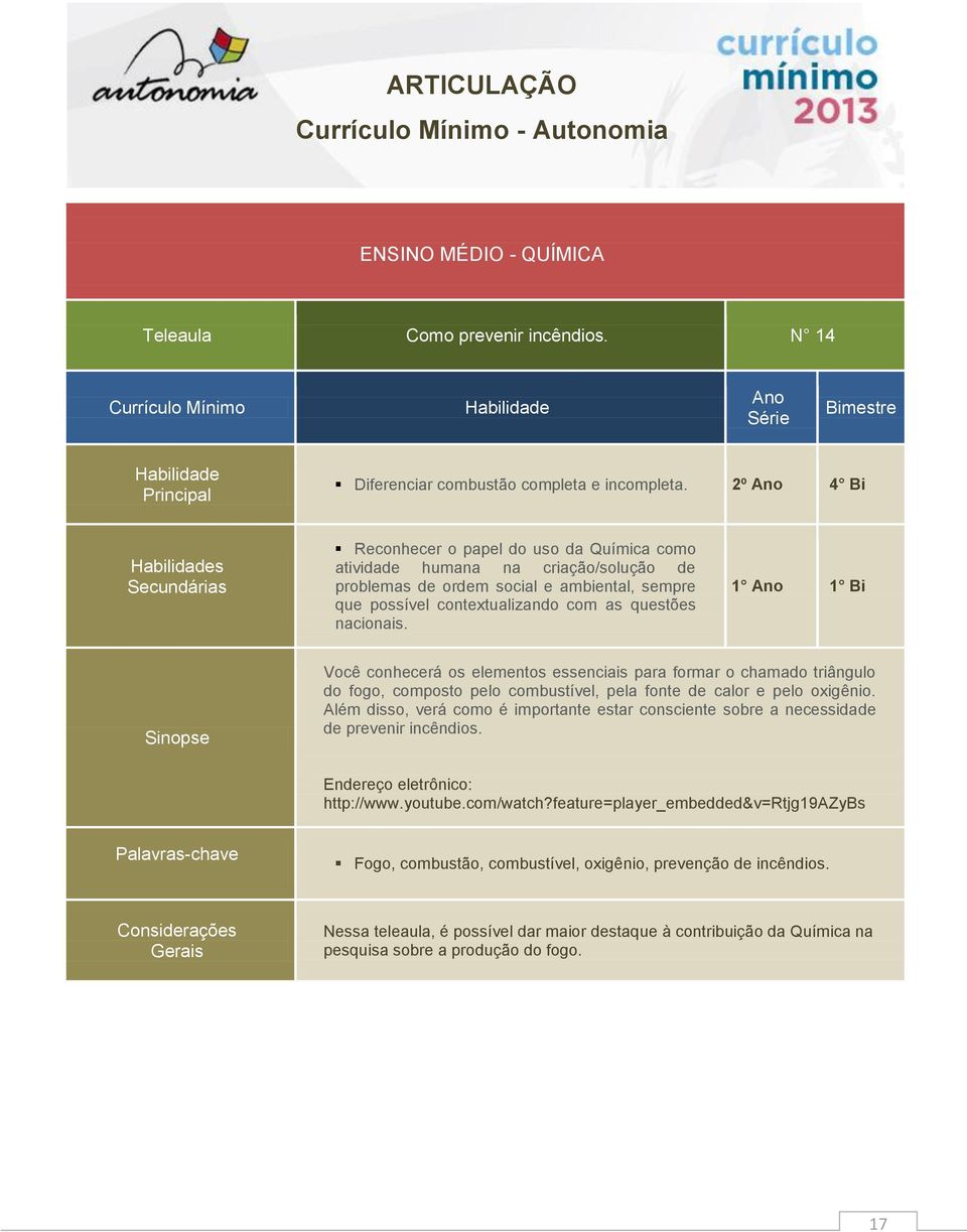 nacionais. 1 1 Bi Você conhecerá os elementos essenciais para formar o chamado triângulo do fogo, composto pelo combustível, pela fonte de calor e pelo oxigênio.