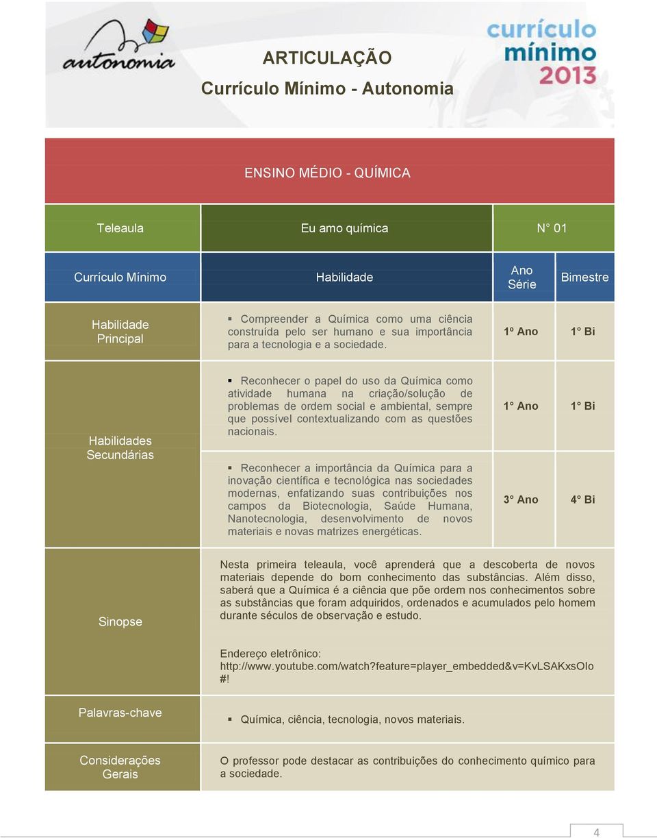 Reconhecer a importância da Química para a inovação científica e tecnológica nas sociedades modernas, enfatizando suas contribuições nos campos da Biotecnologia, Saúde Humana, Nanotecnologia,