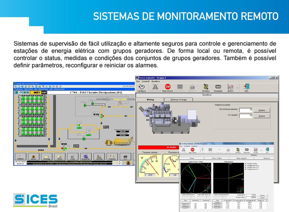 De forma local ou remota, é possível controlar o status, medidas e condições dos