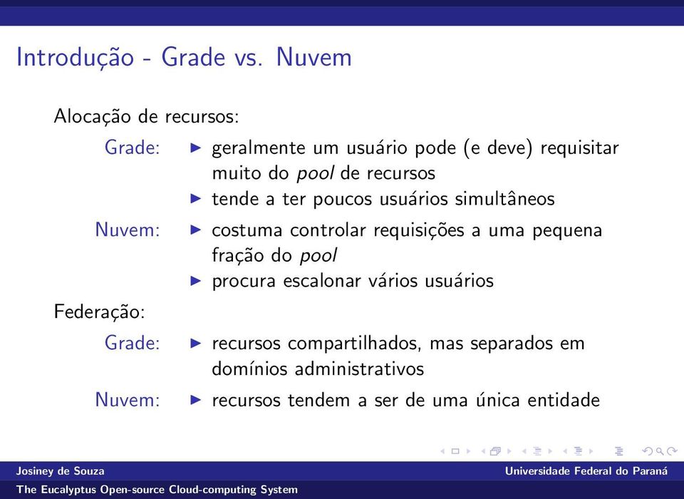 deve) requisitar muito do pool de recursos tende a ter poucos usuários simultâneos costuma controlar