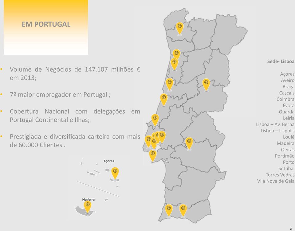 Continental e Ilhas; Prestigiada e diversificada carteira com mais de 60.000 Clientes.