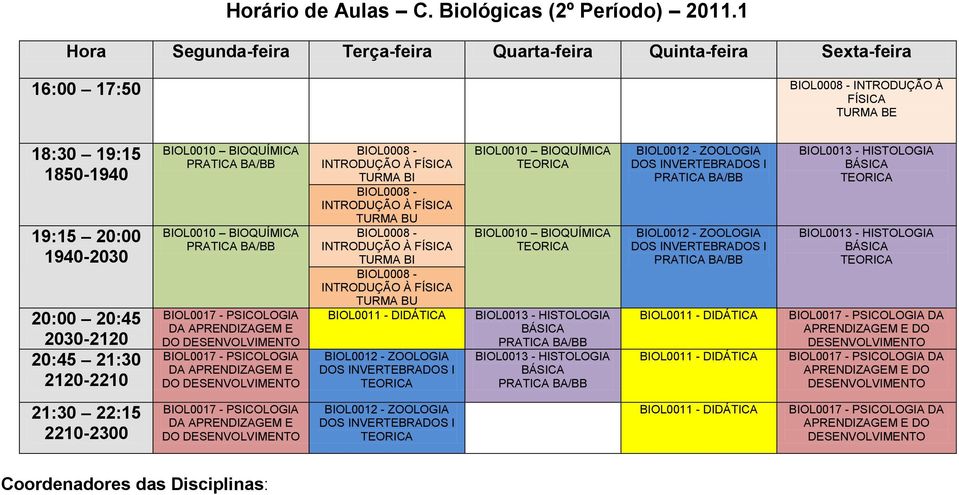 DESENVOLVIMENTO BIOL0008 - INTRODUÇÃO À FÍSICA TURMA BI BIOL0008 - INTRODUÇÃO À FÍSICA TURMA BU BIOL0008 - INTRODUÇÃO À FÍSICA TURMA BI BIOL0008 - INTRODUÇÃO À FÍSICA TURMA BU BIOL0011 - DIDÁTICA