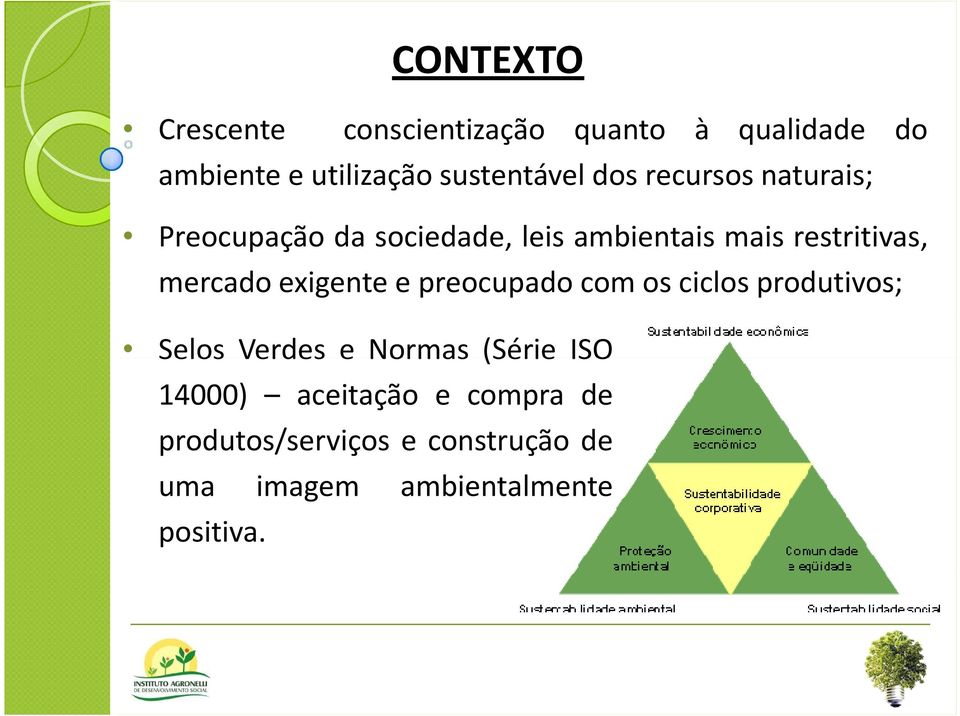 exigente e preocupado com os ciclos produtivos; Selos Verdes e Normas (Série ISO 14000)