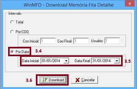 3.4 Após escolher o nome e o caminho, devemos escolher o método de intervalo, que no caso a maioria escolhe como Por Data, mas pode ser POR COO ou Total. 3.