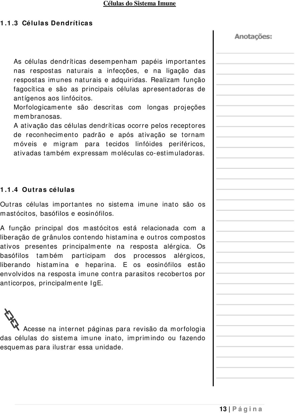 A ativação das células dendríticas ocorre pelos receptores de reconhecimento padrão e após ativação se tornam móveis e migram para tecidos linfóides periféricos, ativadas também expressam moléculas