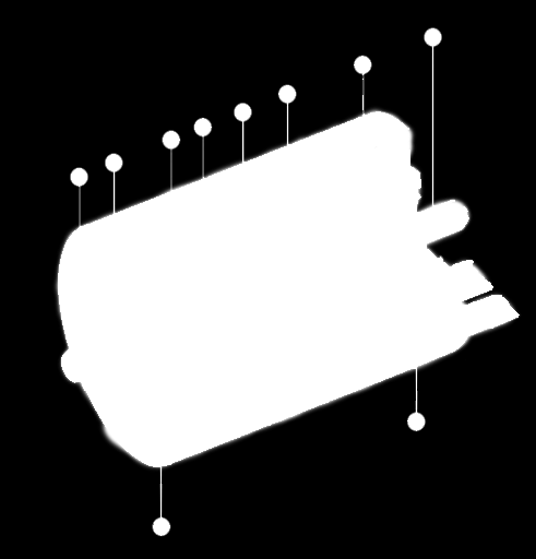 1. Flange 2. Carcaça 3. Chaps de aço laminado 4.