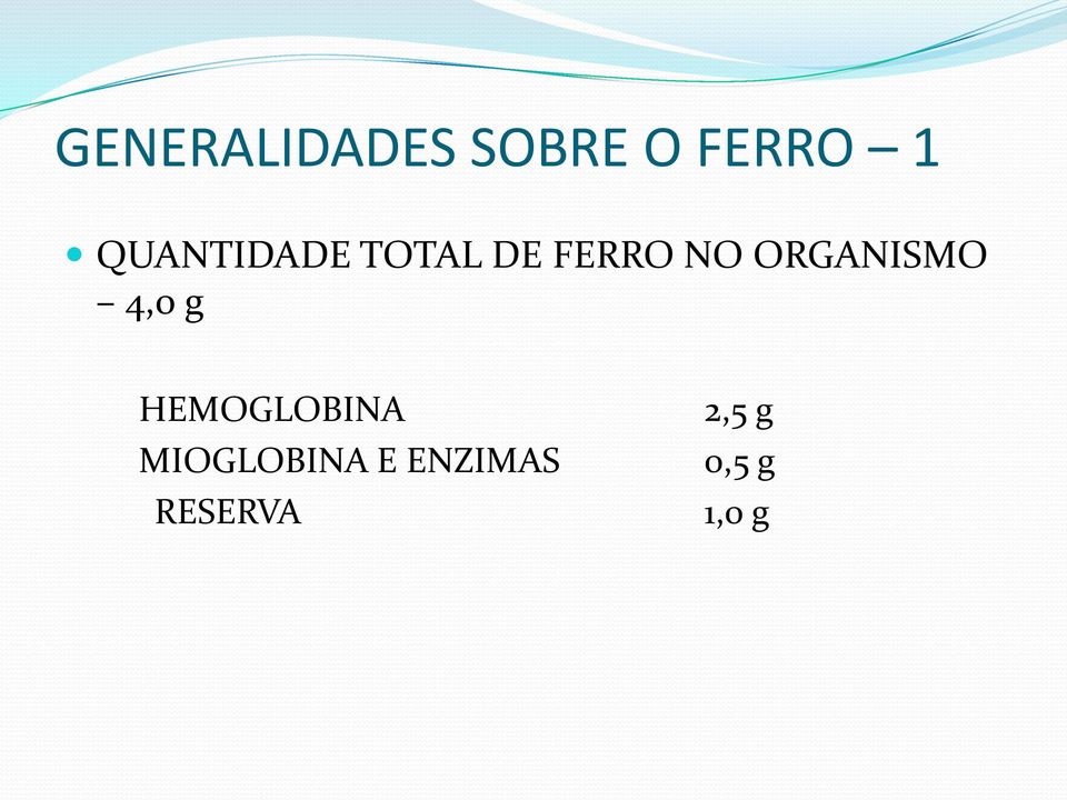 ORGANISMO 4,0 g HEMOGLOBINA