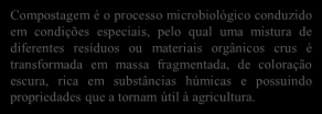 OBJETIVOS DA COMPOSTAGEM - Reciclar resíduos - Aproveitar materiais com propriedades inadequadas - Transformar resíduos crus em fertilizante orgânico, um produto que melhora as características do