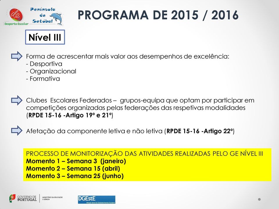 respetivas modalidades (RPDE 15-16 -Artigo 19º e 21º) Afetação da componente letiva e não letiva (RPDE 15-16 -Artigo 22º) PROCESSO