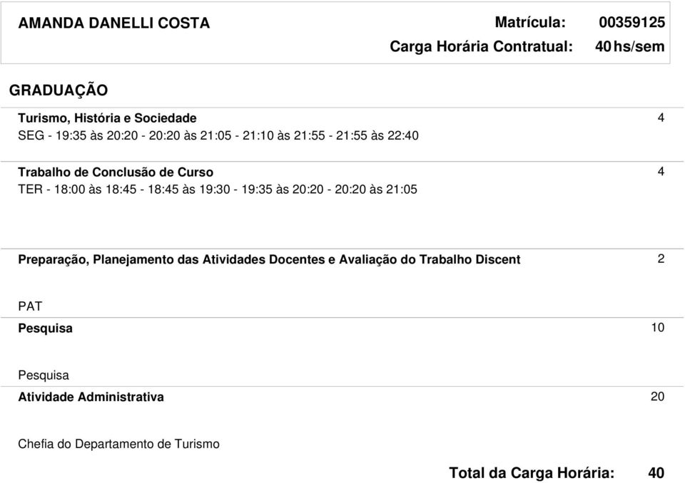 - 18:00 às 18:45-18:45 às 19:30-19:35 às 20:20-20:20 às 21:05 Preparação, Planejamento das Atividades