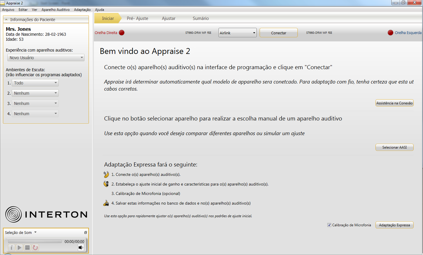 4 Outras interfaces de programação O Appraise funciona com: - Airlink - Airlink Speedlink Hi-Pro NOAHlink É possível selecionar a interface de programação no topo da tela Iniciar.