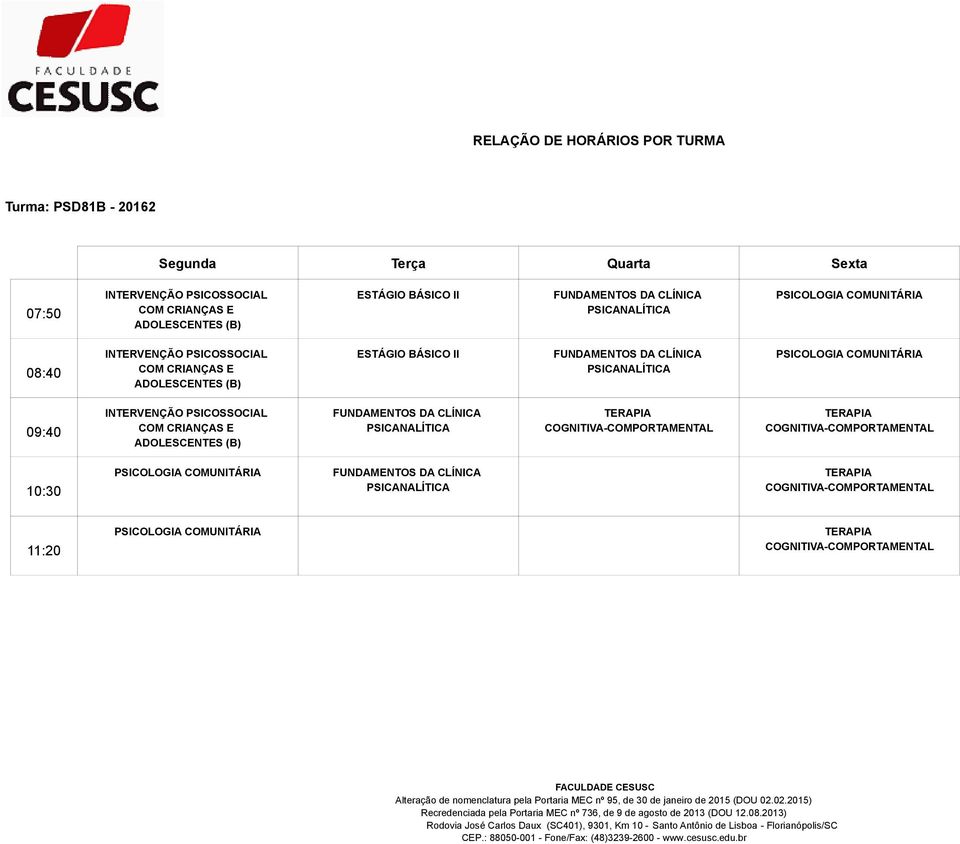 BÁSICO II COMUNITÁRIA ESTÁGIO