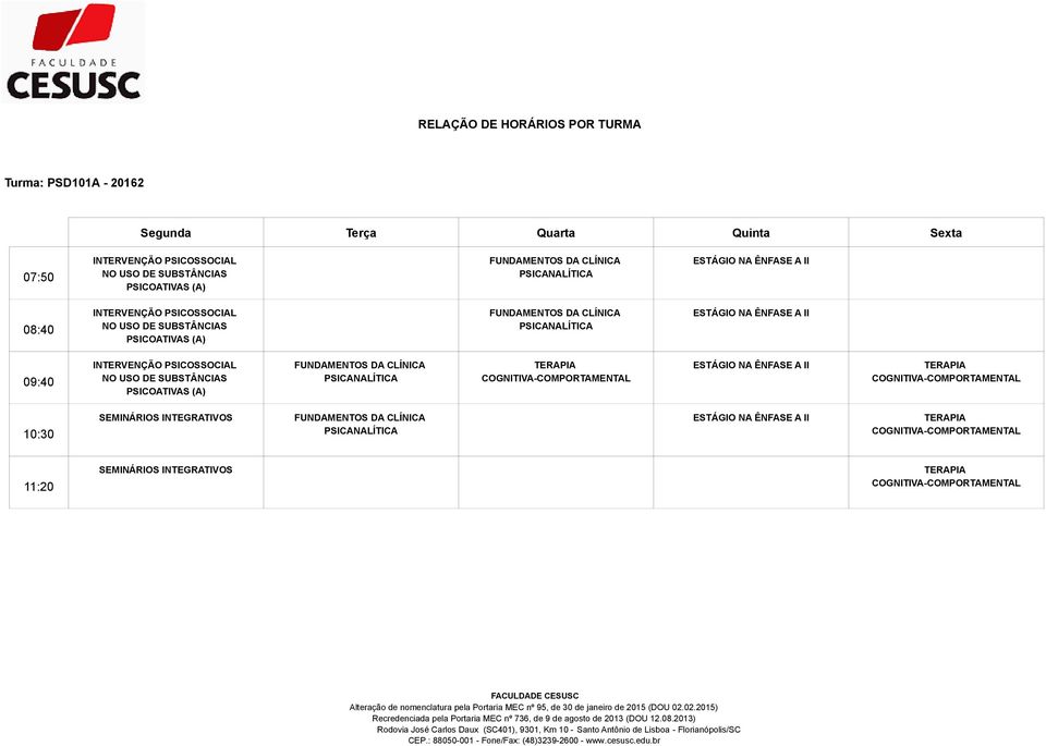 ÊNFASE A II SEMINÁRIOS INTEGRATIVOS