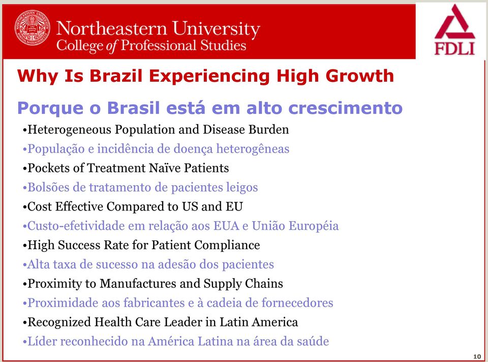 aos EUA e União Européia High Success Rate for Patient Compliance Alta taxa de sucesso na adesão dos pacientes Proximity to Manufactures and Supply Chains