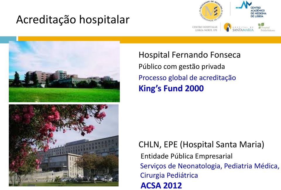 CHLN, EPE (Hospital Santa Maria) Entidade Pública Empresarial