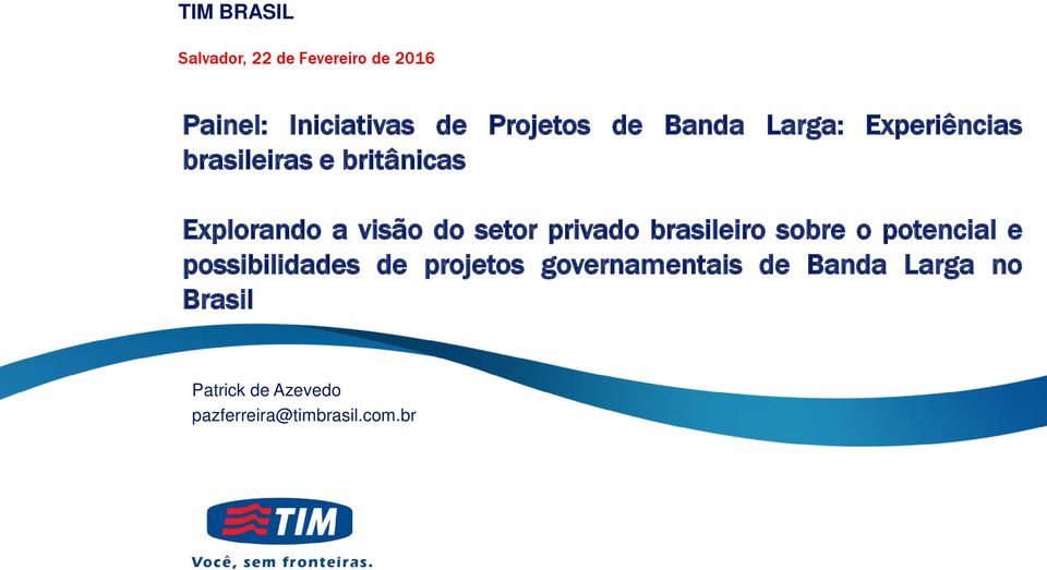 setor privado brasileiro sobre o potencial e possibilidades de projetos