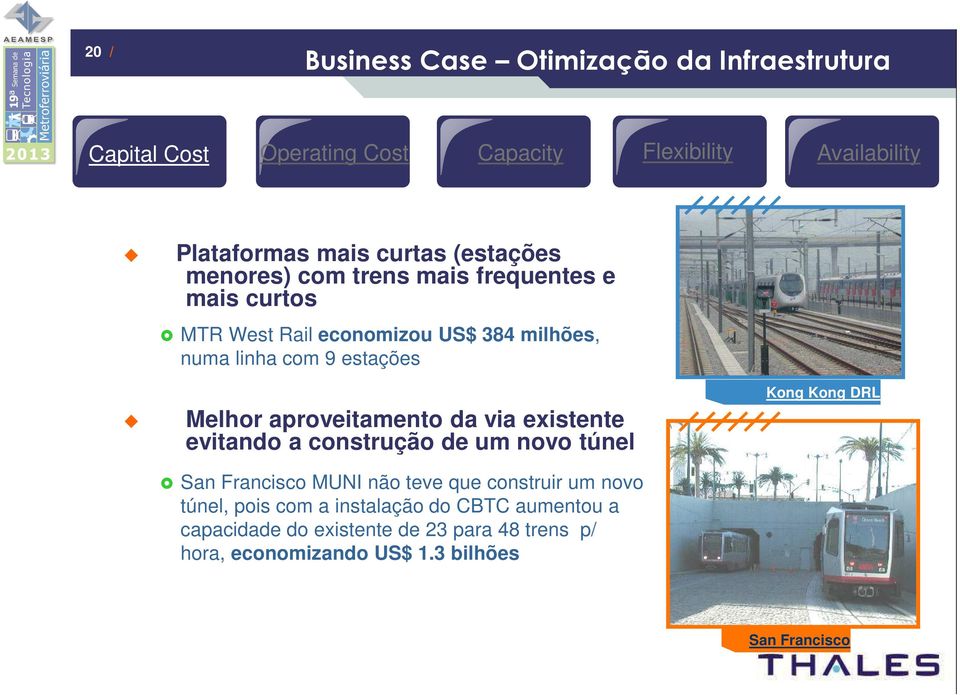 aproveitamento da via existente evitando a construção de um novo túnel San Francisco MUNI não teve que construir um novo túnel, pois com