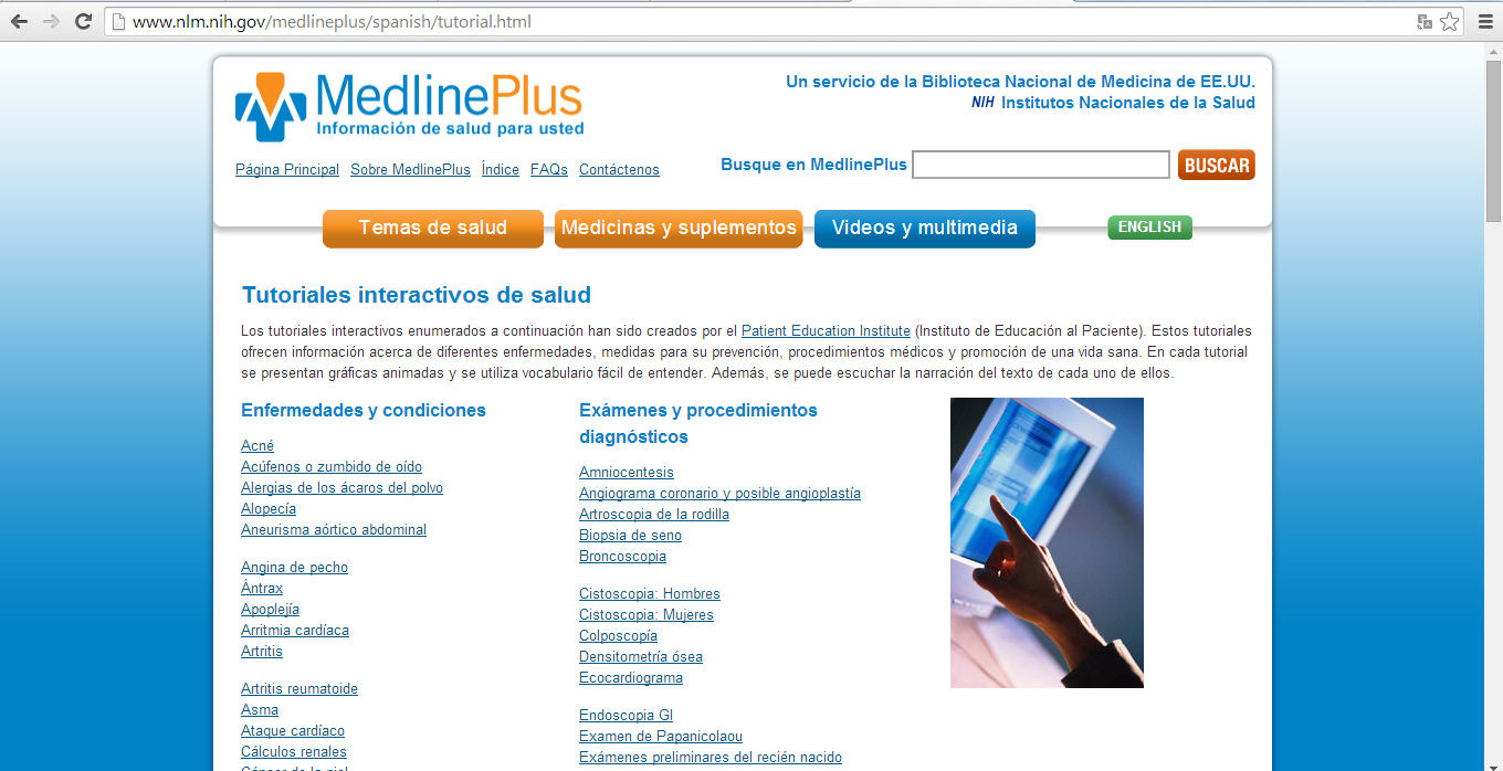 NLM National Library of Medicine Medline Plus Os tutoriais interativos de saúde
