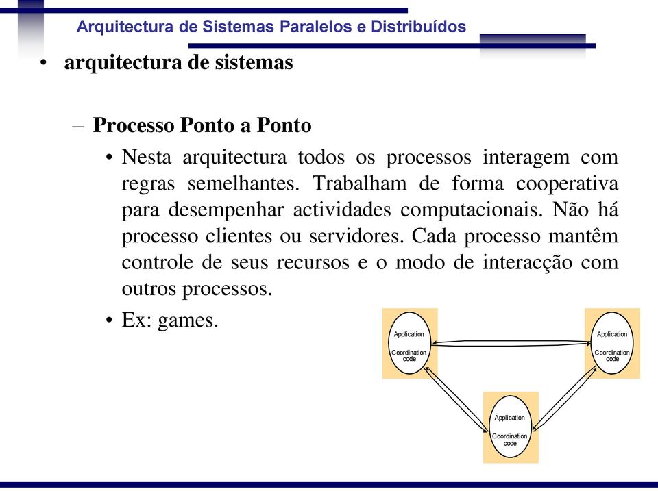 Não há processo clientes ou servidores.