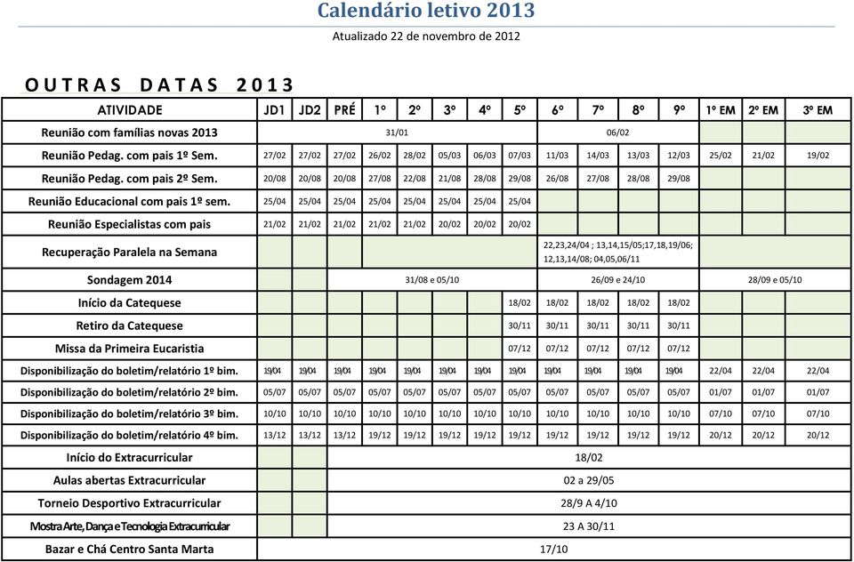 20/08 20/08 20/08 27/08 22/08 21/08 28/08 29/08 26/08 27/08 28/08 29/08 Reunião Educacional com pais 1º sem.