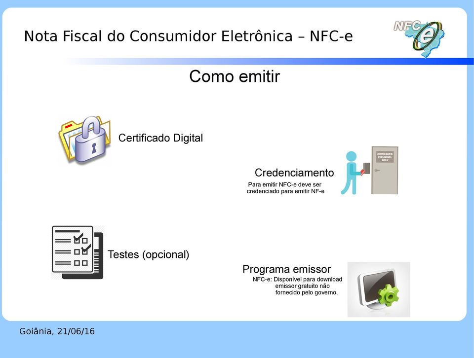 Testes (opcional) Programa emissor NFC-e: Disponível