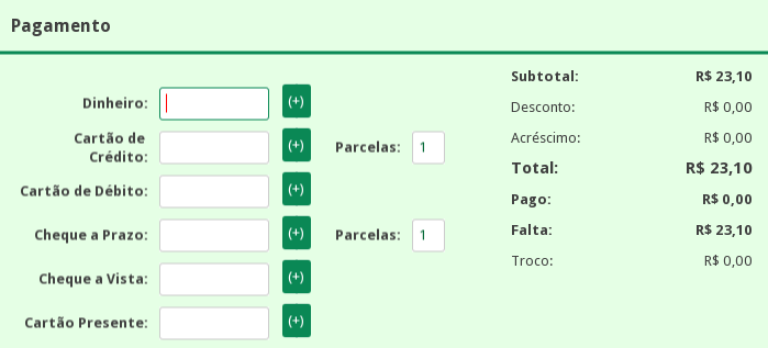 VENDAS - PAGAMENTO Você pode acessar a tela de pagamento clicando em na tela de vendas.