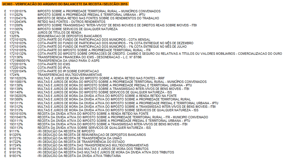 Ao efetuar a carga, o arquivo BAL_REC.TXT, utilizando-se da Tabela Auxiliar 1, verifica se não há contas com vinculações indevidas (rotinas BER_24, BER_26 e BER_29).