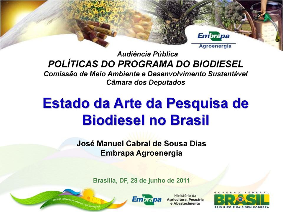 Estado da Arte da Pesquisa de Biodiesel no Brasil José Manuel