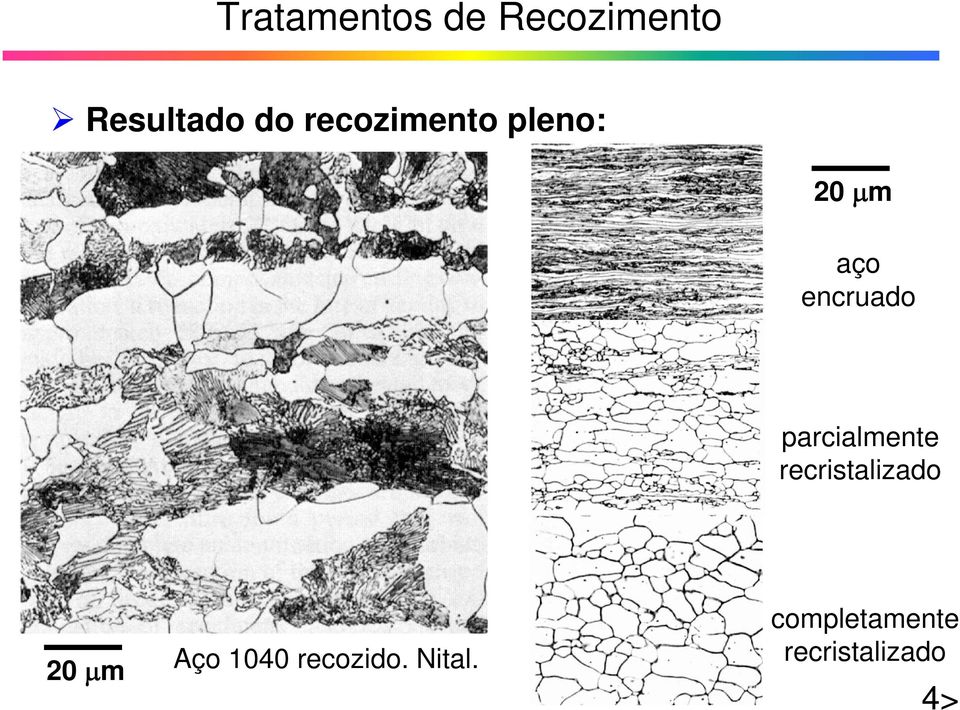 recristalizado 20 μm Aço 1040