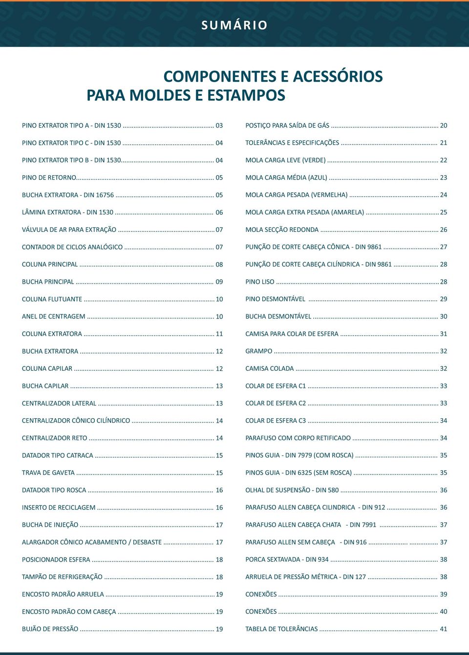 .. 1 COUNA EXTRATORA... 11 BUCHA EXTRATORA... 12 COUNA CAPIAR... 12 BUCHA CAPIAR... 13 CENTRAIZAOR ATERA... 13 CENTRAIZAOR CÔNICO CIÍNRICO... 14 CENTRAIZAOR RETO... 14 ATAOR TIPO CATRACA.