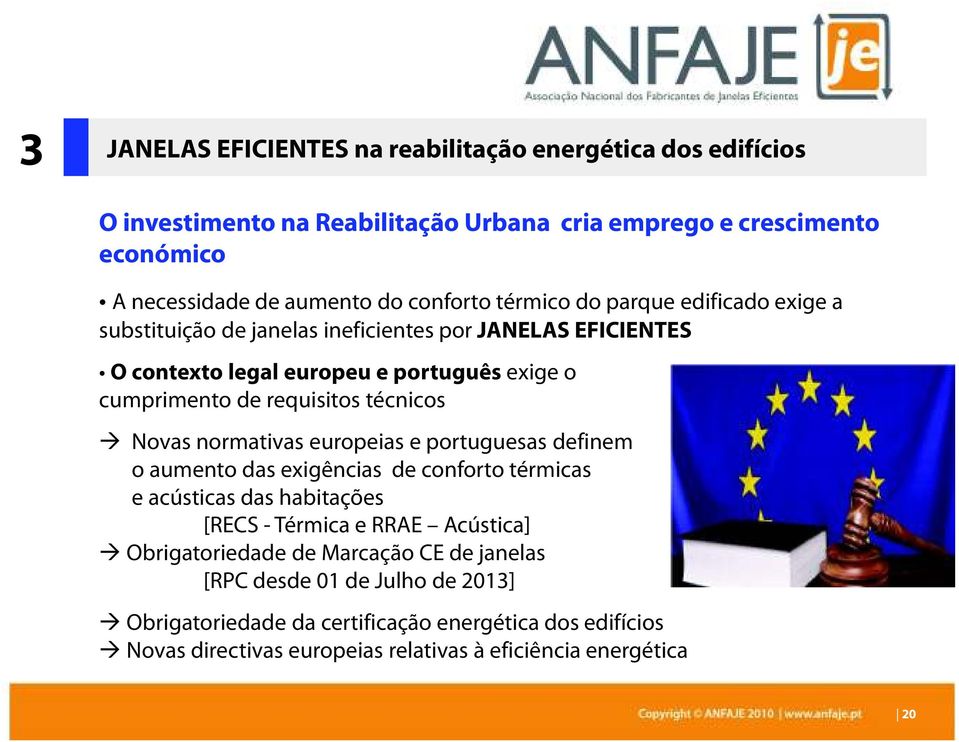 Novas normativas europeias e portuguesas definem o aumento das exigências de conforto térmicas e acústicas das habitações [RECS - Térmica e RRAE Acústica] Obrigatoriedade de