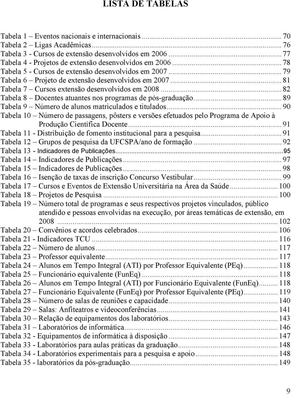 .. 81 Tabela 7 Cursos extensão desenvolvidos em 2008... 82 Tabela 8 Docentes atuantes nos programas de pós-graduação... 89 Tabela 9 Número de alunos matriculados e titulados.