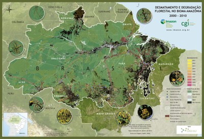 DESMATAMENTO E DEGRADAÇÃO FLORESTAL NO BIOMA AMAZÔNIA 2000-2010 Apresentação O mapa de Desmatamento e Degradação Florestal do Bioma Amazônia foi produzido pelo Imazon para contribuir com o