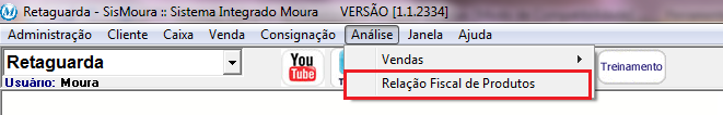 Relações do Retaguarda- Análise/Vendas Listar a quantidade vendida dos produtos no período selecionado, bem como a quantidade comprada com Nota