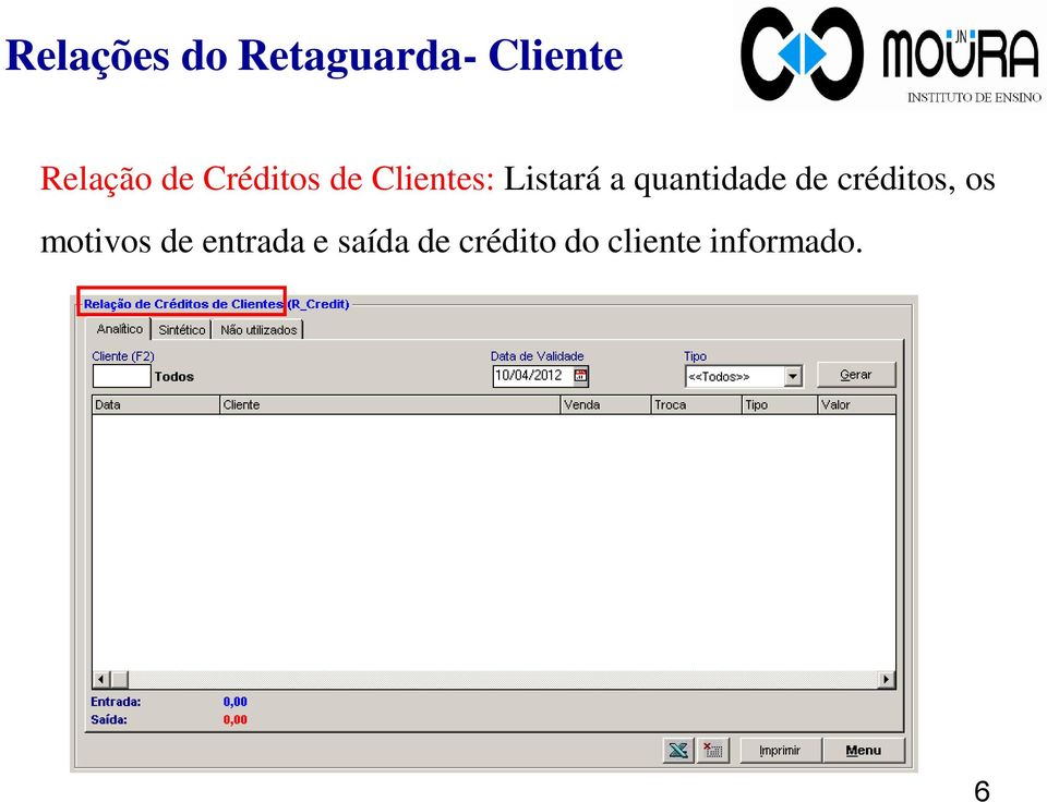 quantidade de créditos, os motivos de