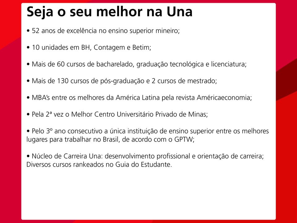 Pela 2ª vez o Melhor Centro Universitário Privado de Minas; Pelo 3º ano consecutivo a única instituição de ensino superior entre os melhores lugares para