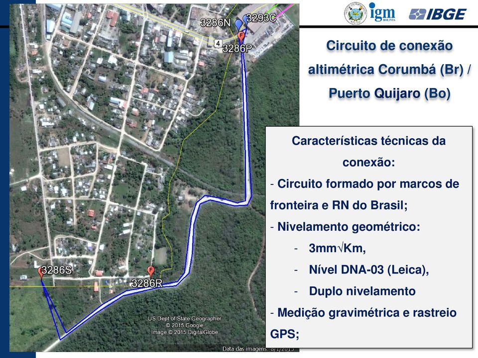fronteira e RN do Brasil; - Nivelamento geométrico: - 3mm Km, - Nível