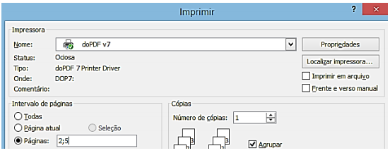 20) Para imprimir um documento digitado na ferramenta Microsoft Office Word 2007, um usuário utilizou a seguinte configuração: É correto afirmar que A)