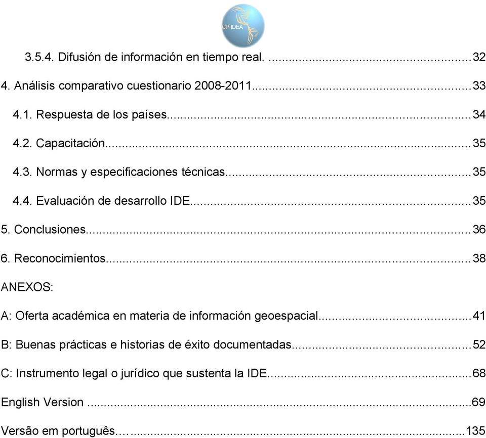 .. 36 6. Reconocimientos... 38 ANEXOS: A: Oferta académica en materia de información geoespacial.