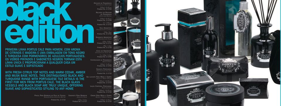 DISTINGUISHED BLACK AND TURQUOISE RANGE WITH PORTUGUESE TILE DETAILS IS THE FIRST FOR MEN FROM PORTUS CALE.
