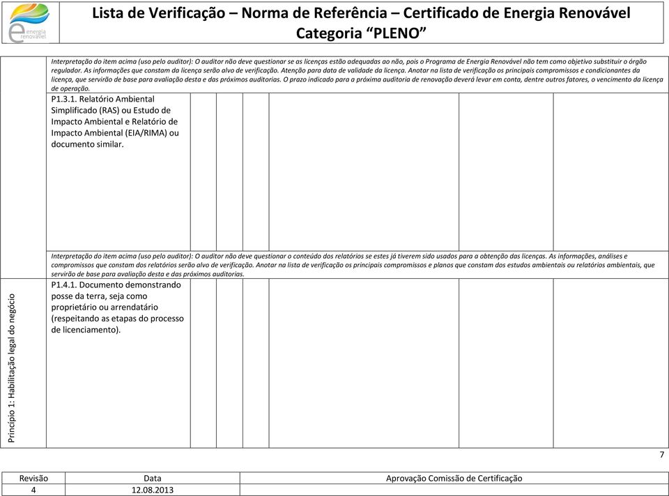 Antar na lista de verificaçã s principais cmprmisss e cndicinantes da licença, que servirã de base para avaliaçã desta e das próxims auditrias.