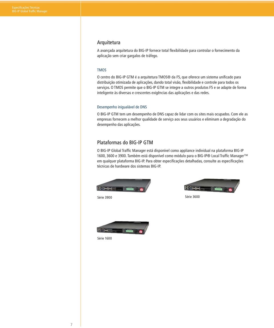 O TMOS permite que o BIG-IP GTM se integre a outros produtos F5 e se adapte de forma inteligente às diversas e crescentes exigências das aplicações e das redes.