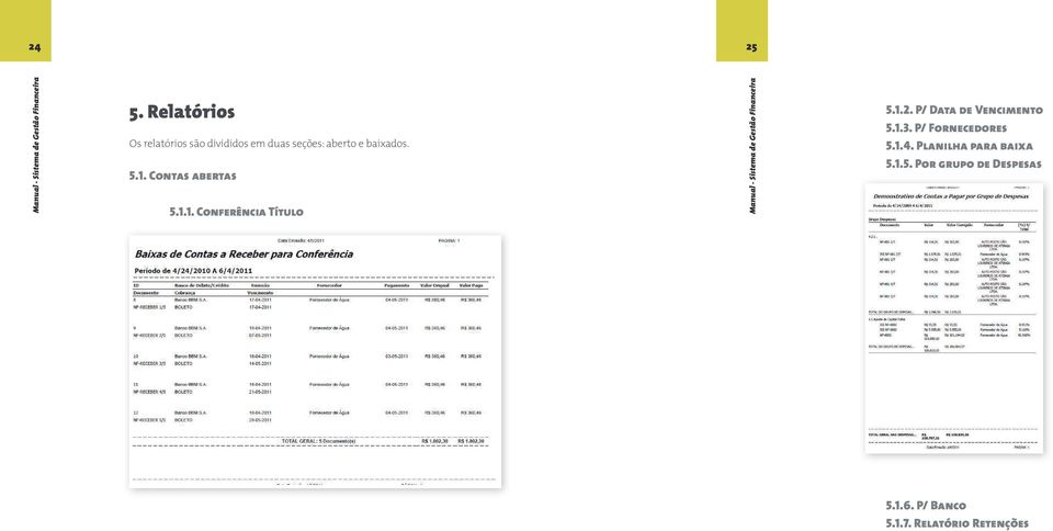 baixados. 5.1. Contas abertas 5.1.1. Conferência Título 5.1.2.