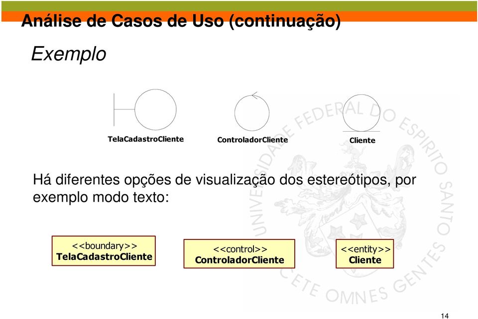 opções de visualização dos estereótipos, por exemplo modo texto: