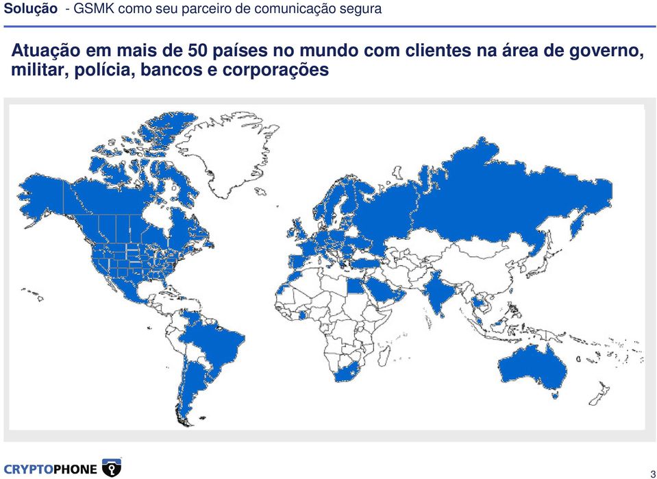 países no mundo com clientes na área de