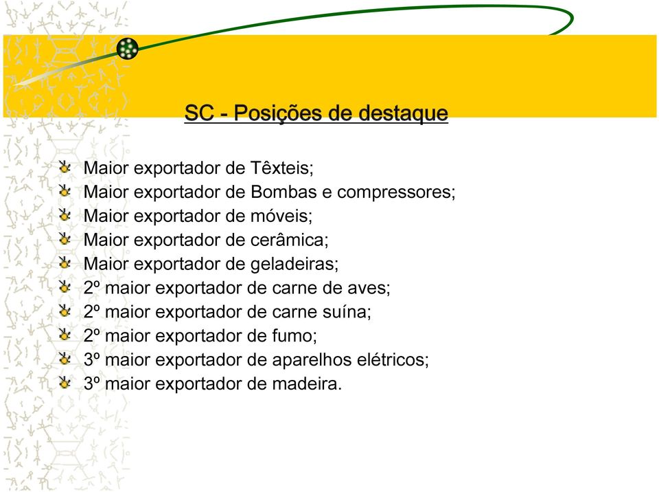 geladeiras; 2º maior exportador de carne de aves; 2º maior exportador de carne suína; 2º