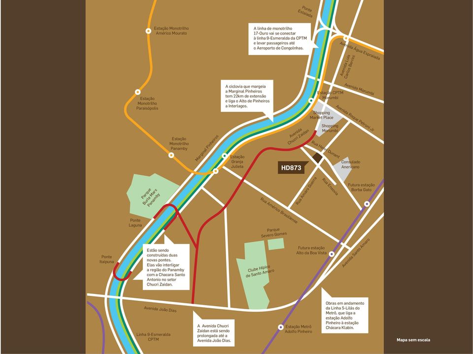 Estação CPTM Morumbi Shopping Market Place Avenida Morumbi Estação Monotrilho Panamby Marginal Pinheiros Estação Granja Julieta Avenida Chucri Zaidan HD873 Shopping Morumbi Rua Henri Dunant Avenida
