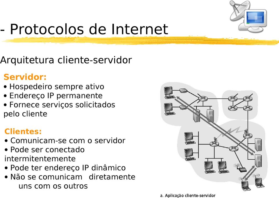 cliente Clientes: Comunicam-se com o servidor Pode ser conectado