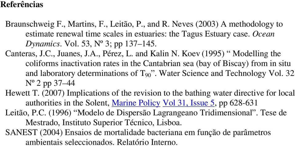 Water Science and Technology Vol. 32 Nº 2 pp 37 44 Hewett T.