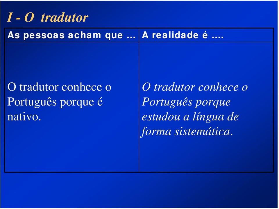 O tradutor conhece o Português